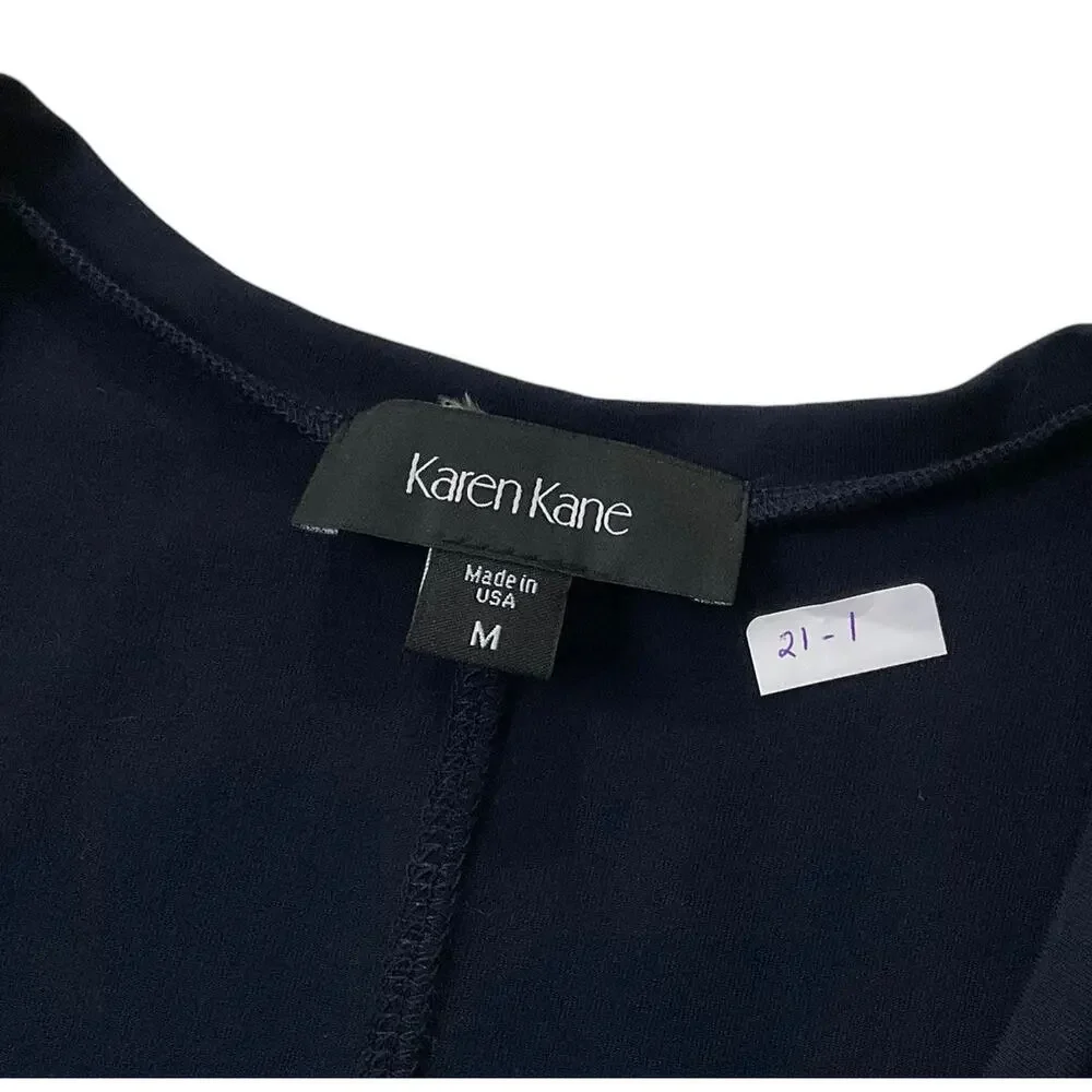 21-1 Karen Kane Navy Blue Fit & Flare Dress MSRP $98 Women Size Medium NWT - Picture 3 of 6